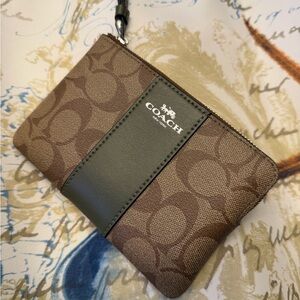 Coach Brown and Green Wristlet